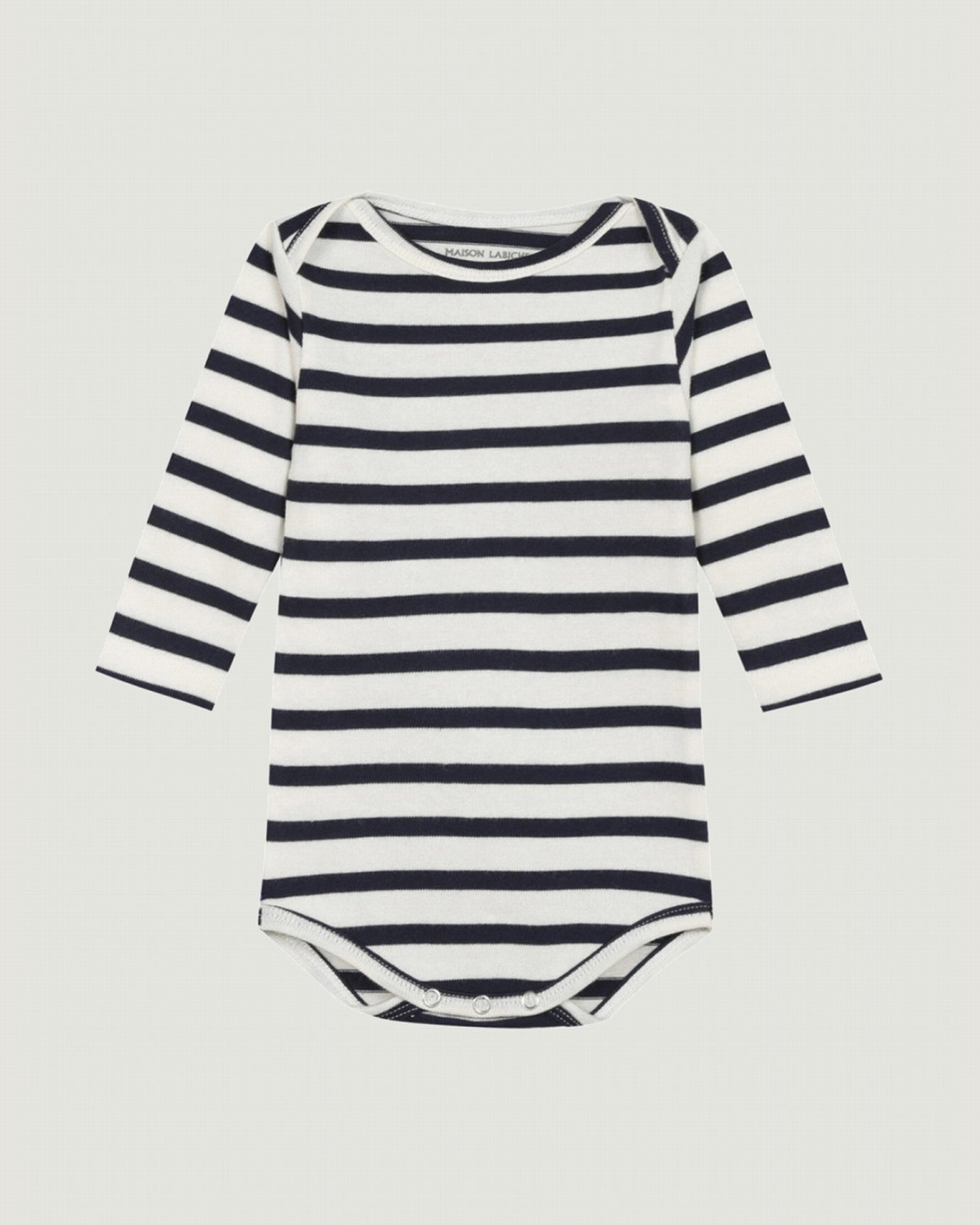 personalizable long-sleeved calmette onesie#color_ivory-navy