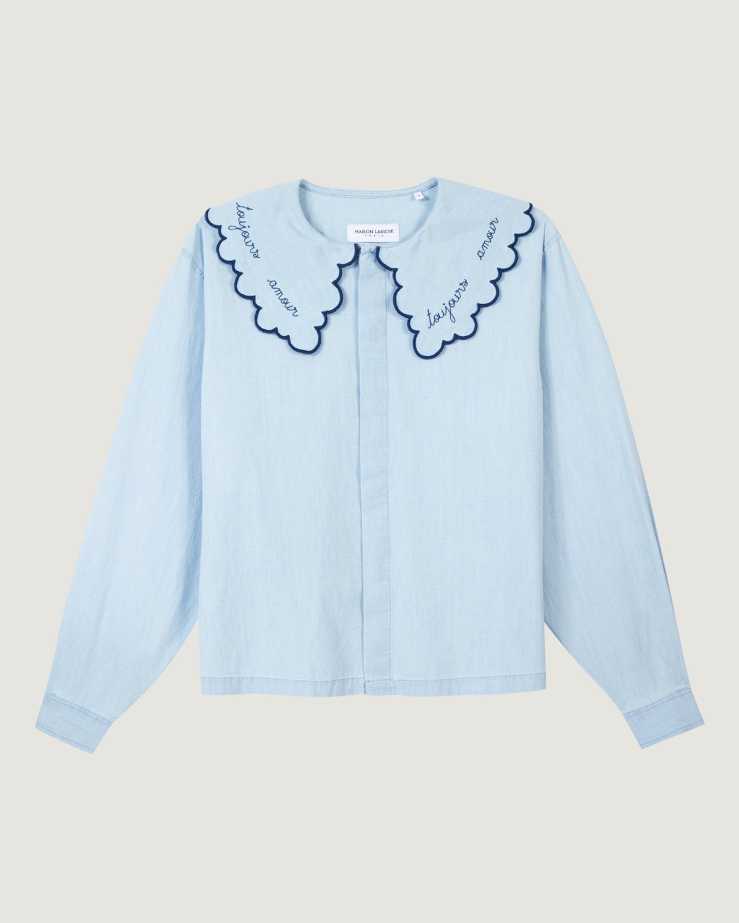 "amour toujours" sourdière chambray shirt#color_denim-bleached