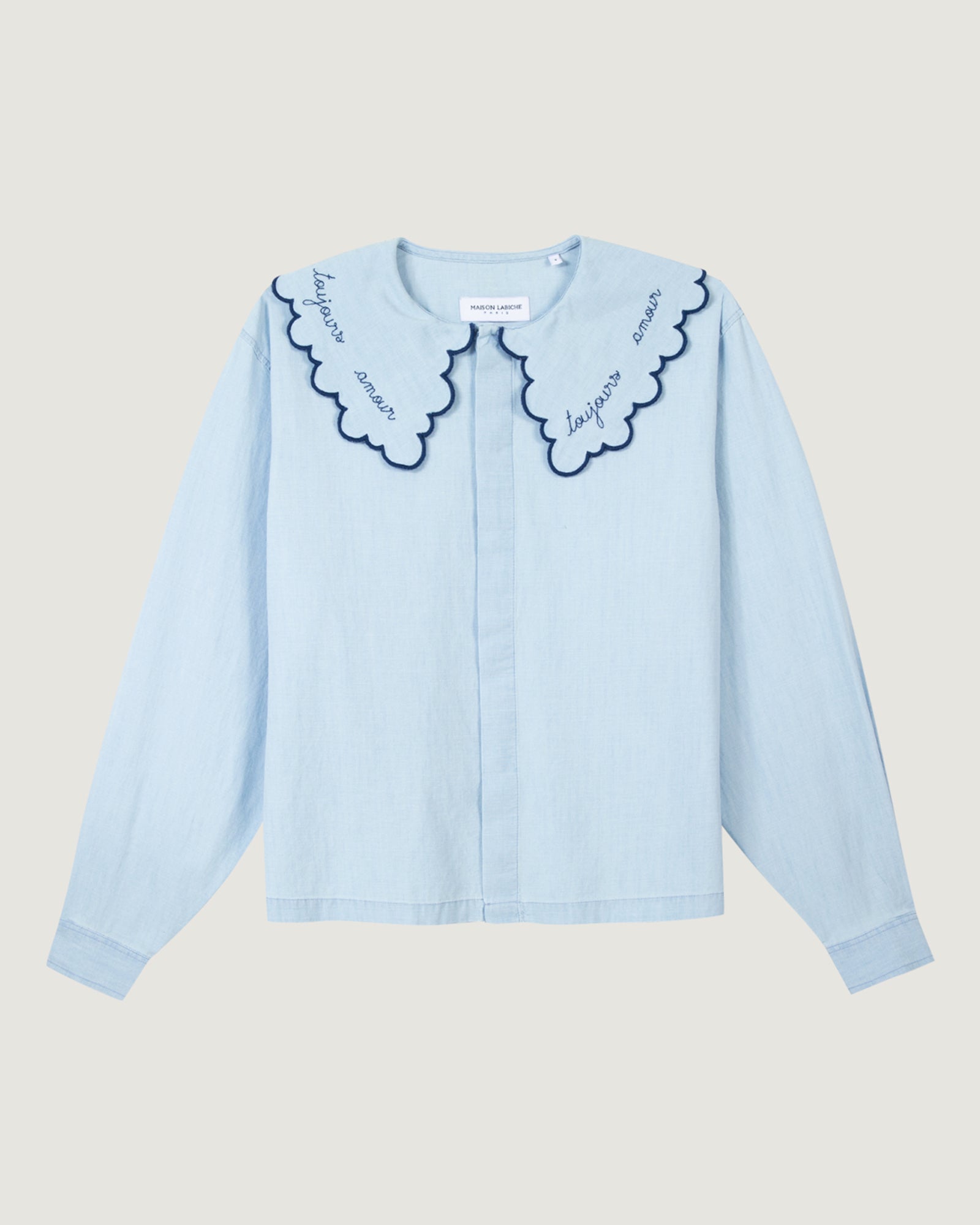 "amour toujours" sourdière chambray shirt#color_denim-bleached