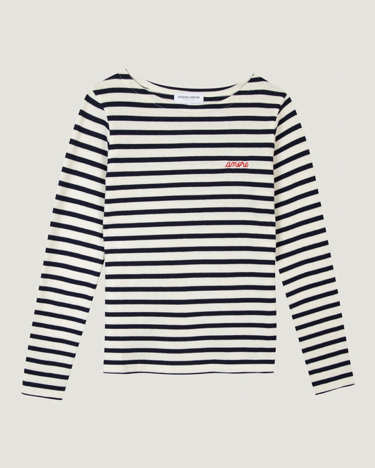 colombier sailor shirt 'amore'#color_ivory-navy