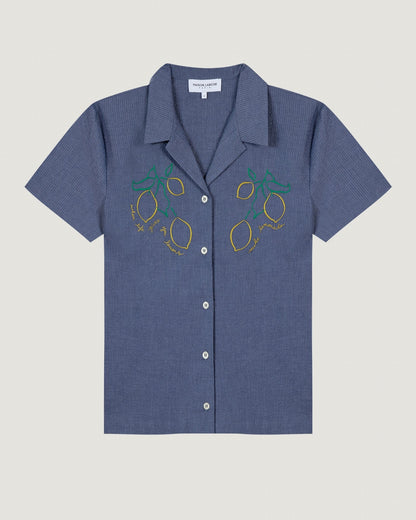 "lemon" souchier seersucker shirt#color_carbon-blue