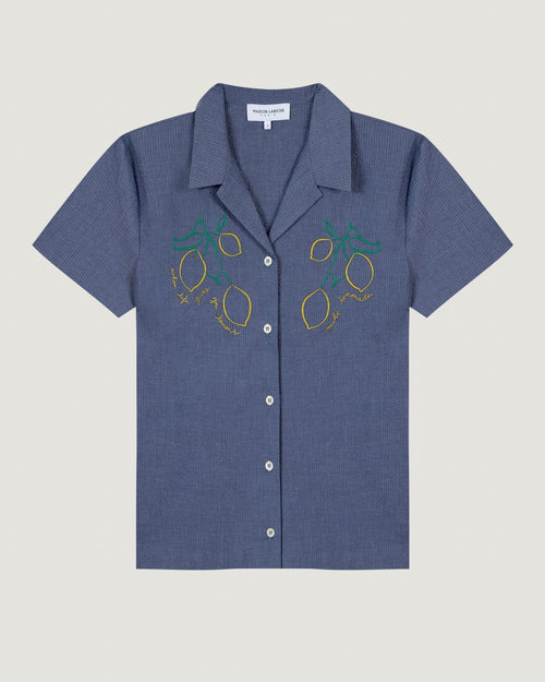 "lemon" souchier seersucker shirt#color_carbon-blue