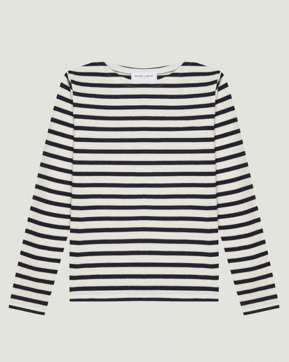 mens personalizable long sleeved colombier sailor shirt#color_ivory-navy