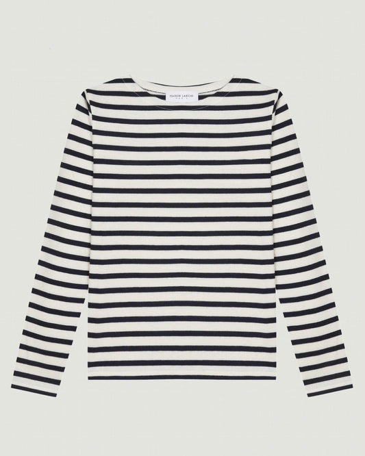 mens personalizable long sleeved colombier sailor shirt#color_ivory-navy