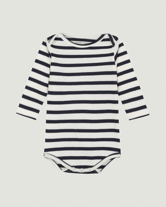personalizable long-sleeved calmette onesie#color_ivory-navy