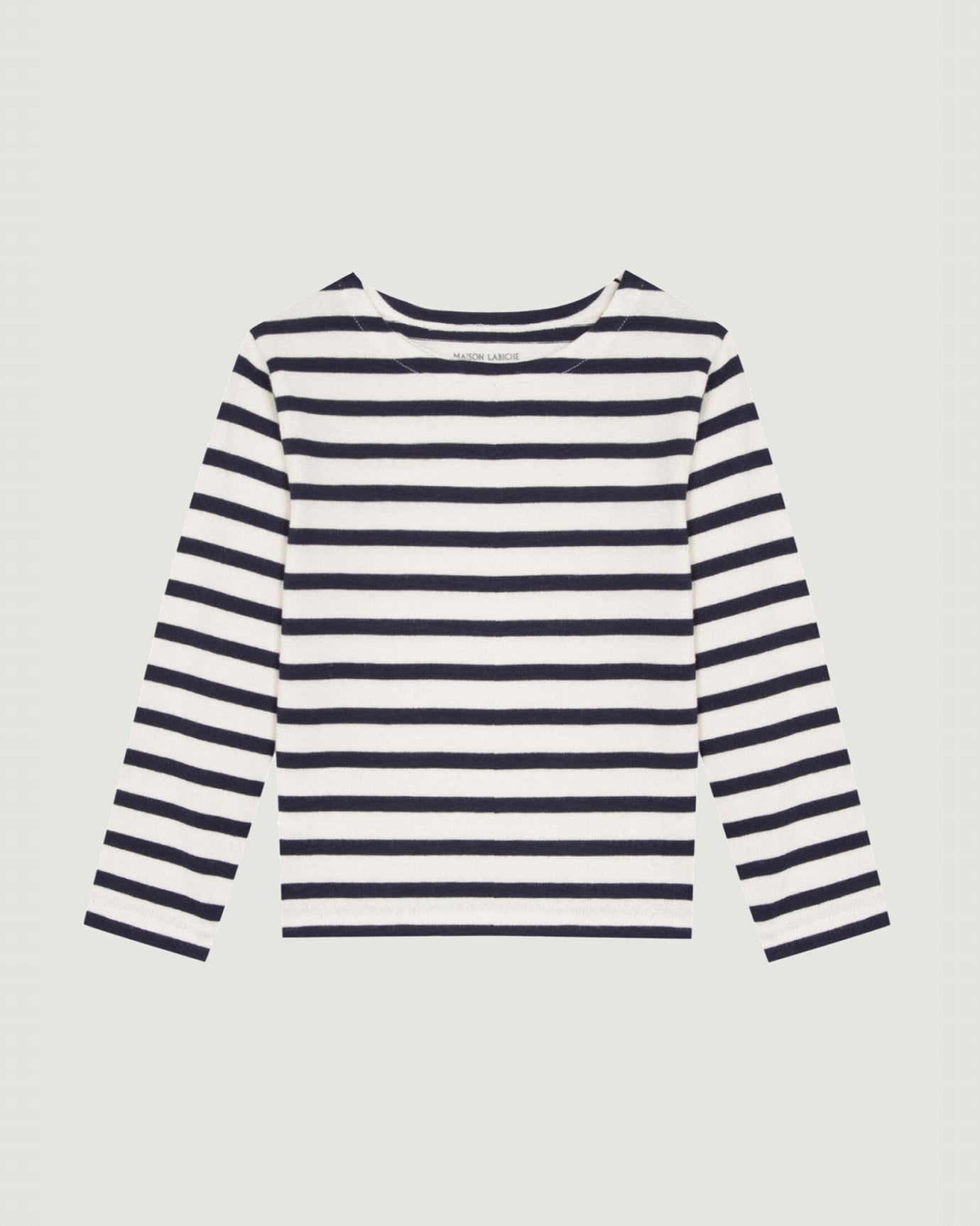 personalizable long-sleeved gardette sailor shirt#color_ivory-navy
