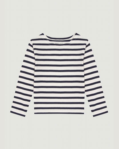 personalizable long-sleeved gardette sailor shirt#color_ivory-navy