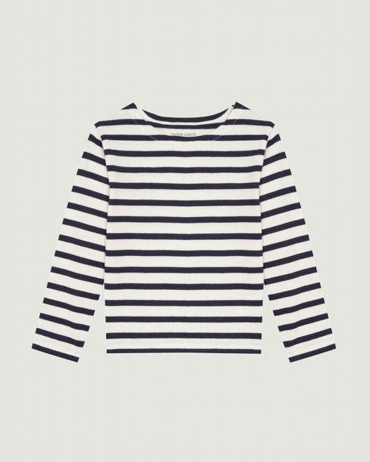 personalizable long-sleeved gardette sailor shirt#color_ivory-navy