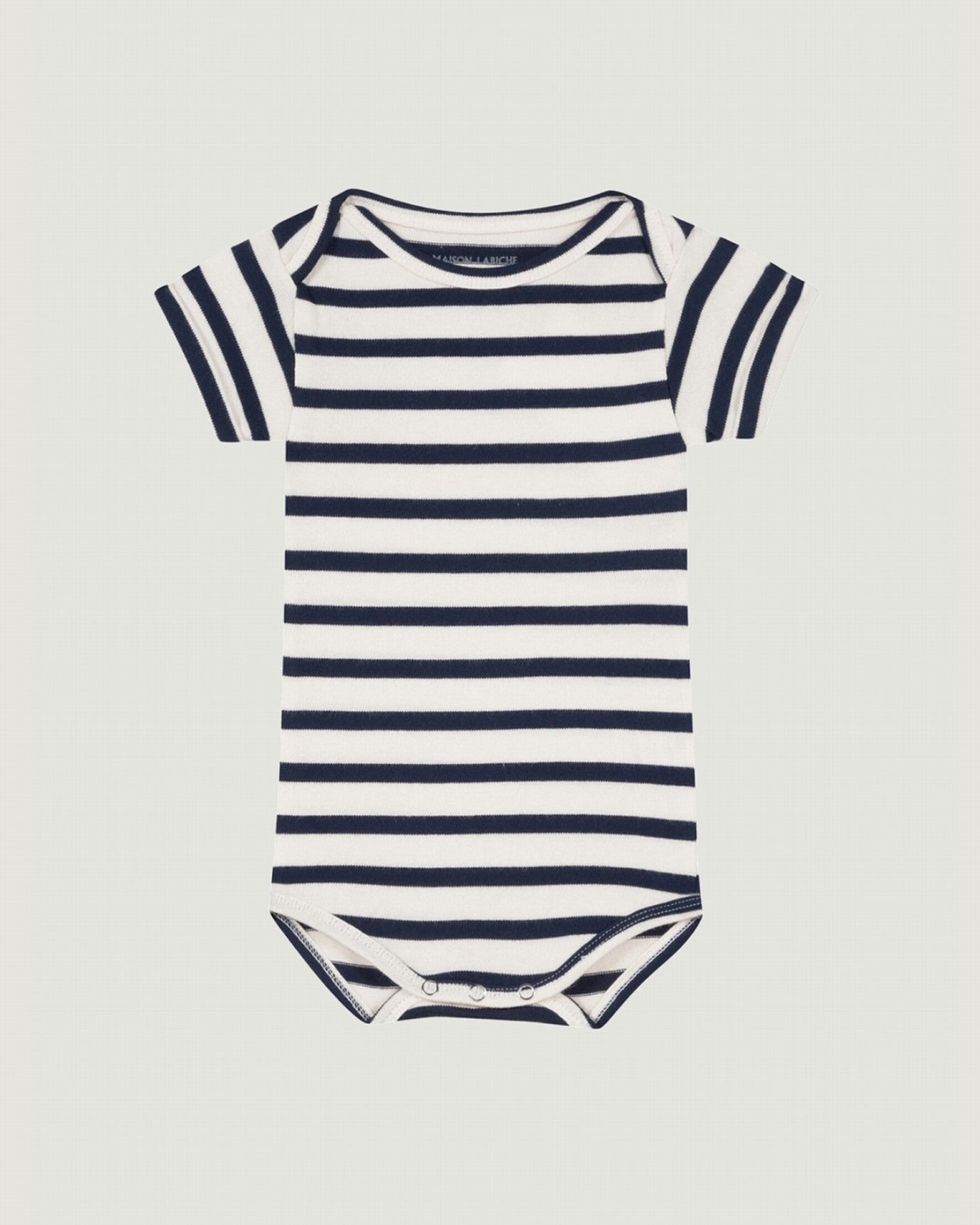 personalizable short-sleeved calmette onesie#color_ivory-navy