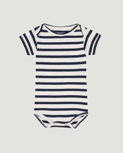 personalizable short-sleeved calmette onesie#color_ivory-navy