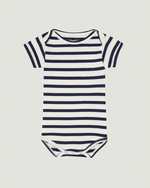 personalizable short-sleeved calmette onesie#color_ivory-navy