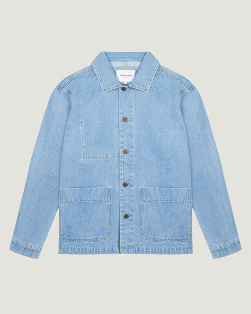 unisex personalizable sébasto cotton twill jacket#color_denim-bleached