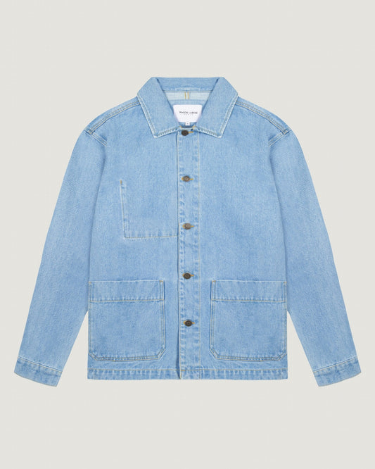 unisex personalizable sébasto cotton twill jacket#color_denim-bleached