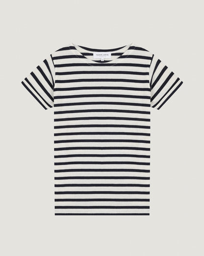 womens personalizable short sleeved colombier sailor shirt#color_ivory-navy