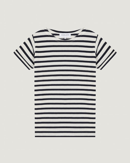 womens personalizable short sleeved colombier sailor shirt#color_ivory-navy
